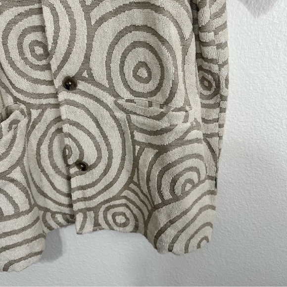 Wellen Cabana Terry Short Sleeve Shirt Men's Large Tan Sand Swirl Beachy Casual - Picture 2 of 9